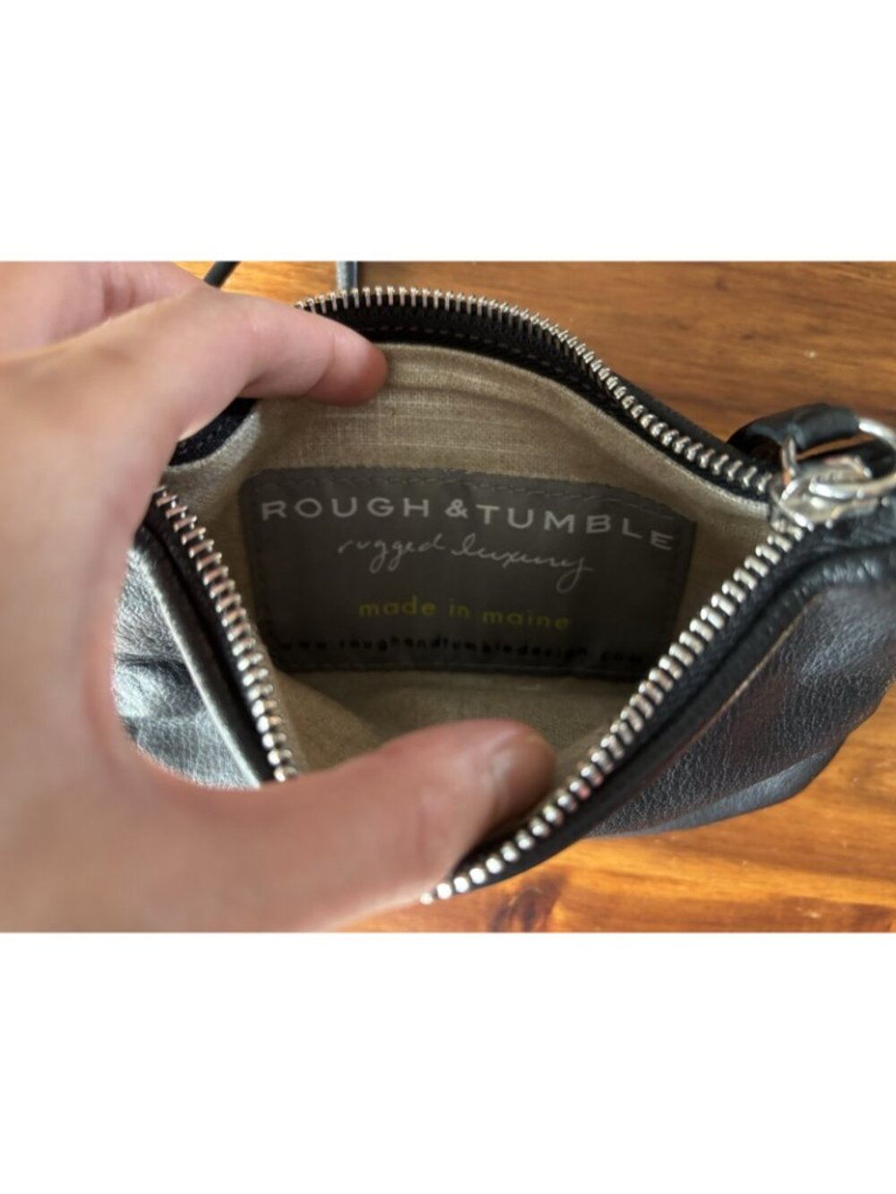 Rough And Tumble Small Black Crossbody Purse Leather Bag - Picture 6 of 11